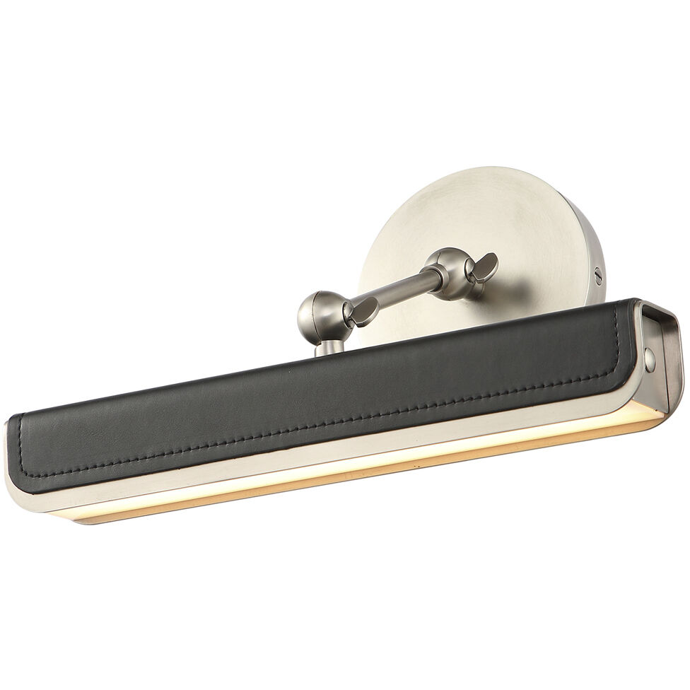 Valise Picture 11 watt 13.8 inch Aged Nickel and Tuxedo Leather Wall/Picture Light Wall Light